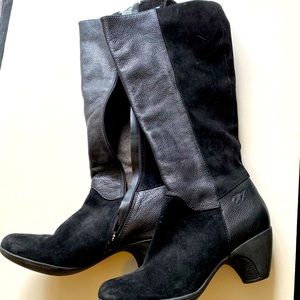 Miz Mooz black leather/suede zip boots